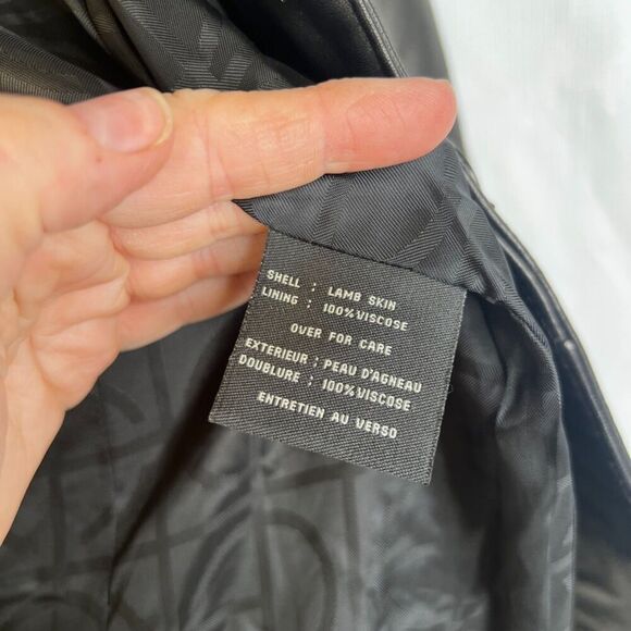 Cole Haan Black Lamb Skin Leather Jacket One Button Blazer Style Size Large - Picture 10 of 11